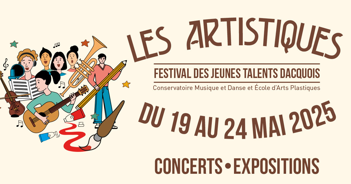 Visuel festival des jeunes talents dacquois dessin d'enfants pratiquant des arts