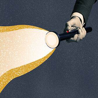 illustration main qui tient une lampe torche